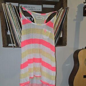 Abercrombie & Fitch Pink and Yellow Striped Tank